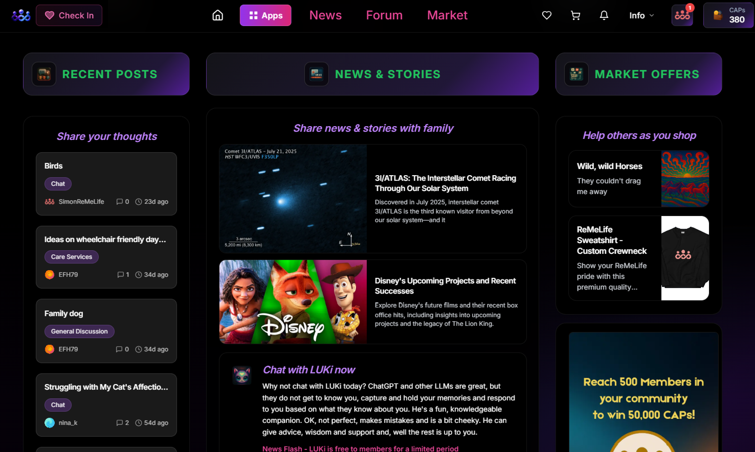 Preview of the ReMeLife home page.